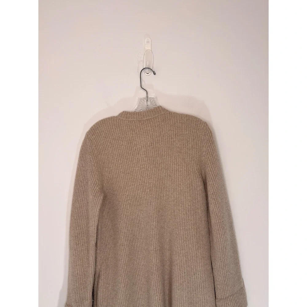 Tory Burch Rory Sweater Coat Tan Beige Cable Knit Classy Cardigan Coat Small